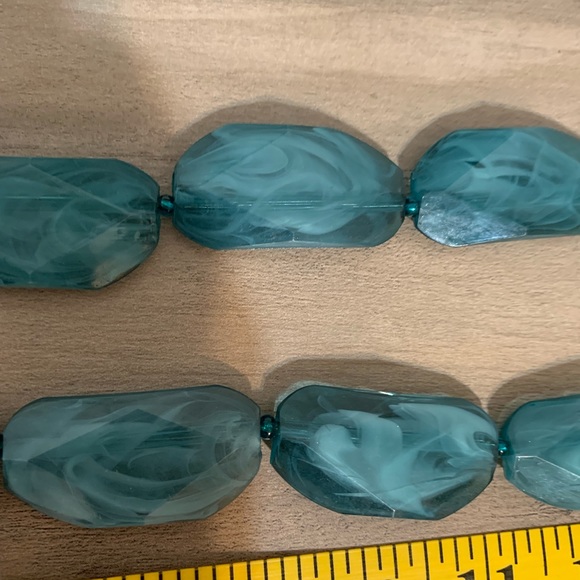 Jumbo bead double layer necklace Teal/turquoise - Picture 3 of 4